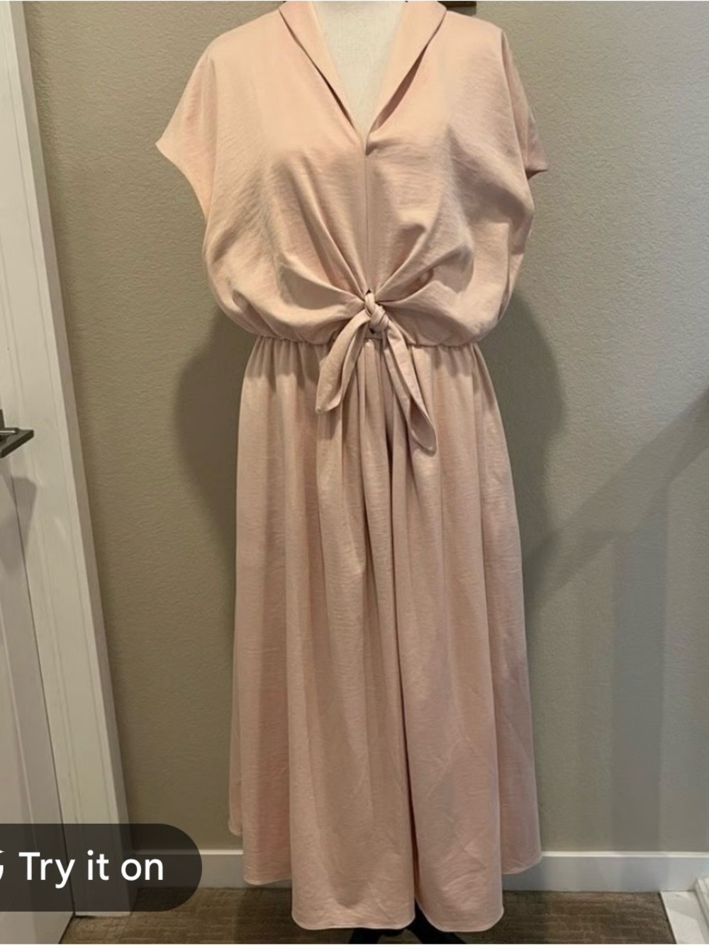 Gal Meets Glam Pale Blush Tie-Waist Midi Dress